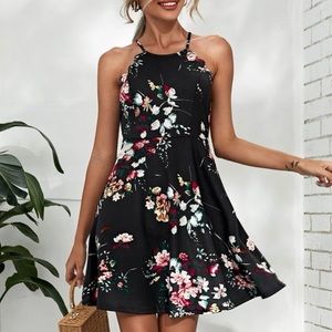 Scallop Edge Floral Print Dress S